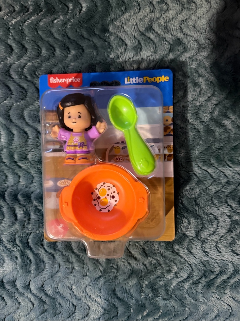 Fisher-Price Little People Bright Orange Bowl & Green Spoon Feeding Set
